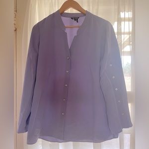 Nic+Zoe lilac Women’s Blouse sheer button sleeve detail keyhole neckline
